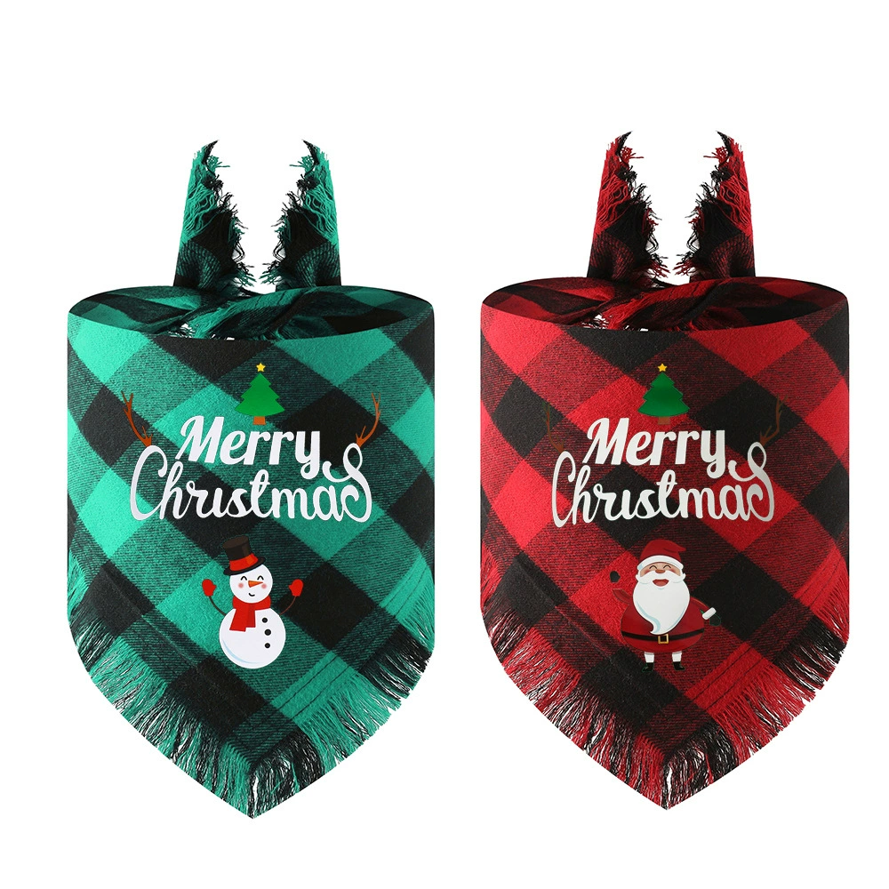 Фабрика в наличии плед кисточкой Рождественский подарок Собака треугольник полотенце слюны полотенце собака шарф украшения оптом