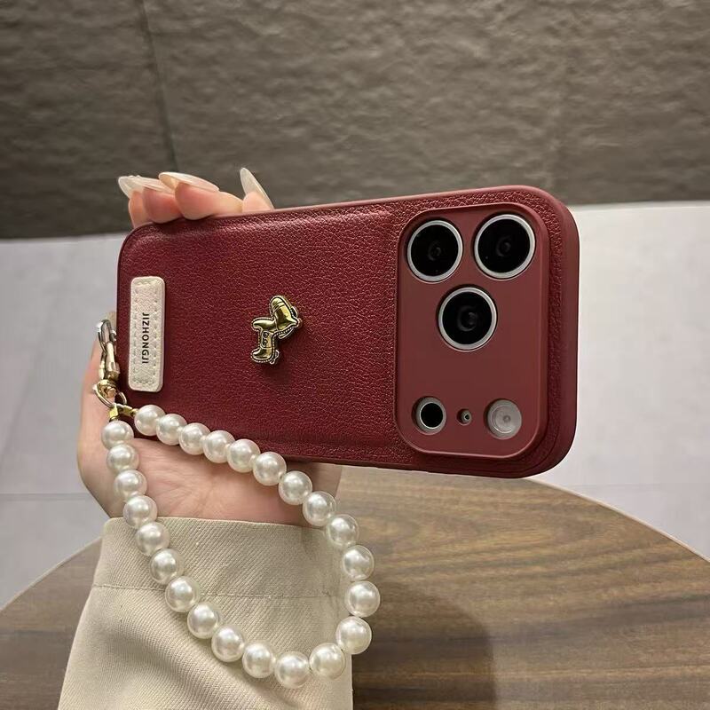 Ankela Red Little Golden Horse Suitable for iPhone 17 Pro Max Phone Case Apple 16/18 Pro Lychee Grain Leather Ankela Red Little Golden Horse Suitable for iPhone 17 Pro Max Phone Case Apple 16/18 Pro Lychee Grain Leather