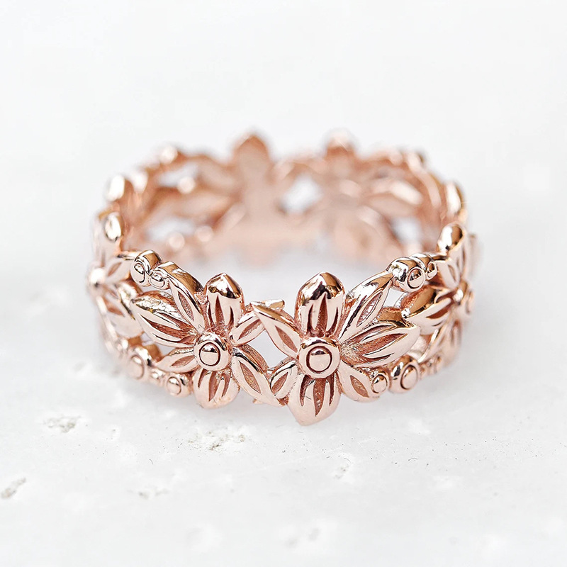 Copper Casual Sweet Plating Flower Rings display picture 4