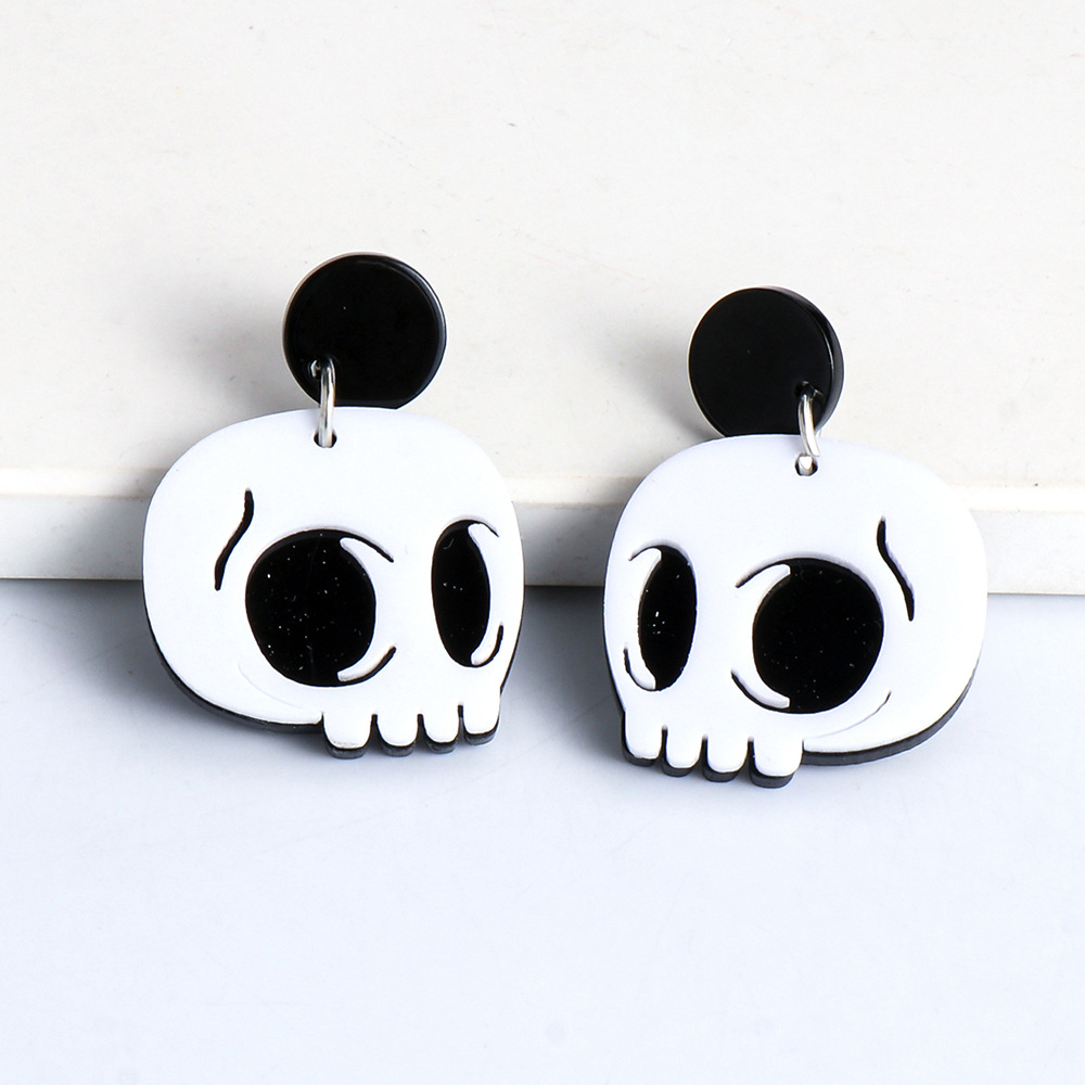 Fashion Ghost Halloween Acrylic Skull Pumpkin Coded Geometric Earrings