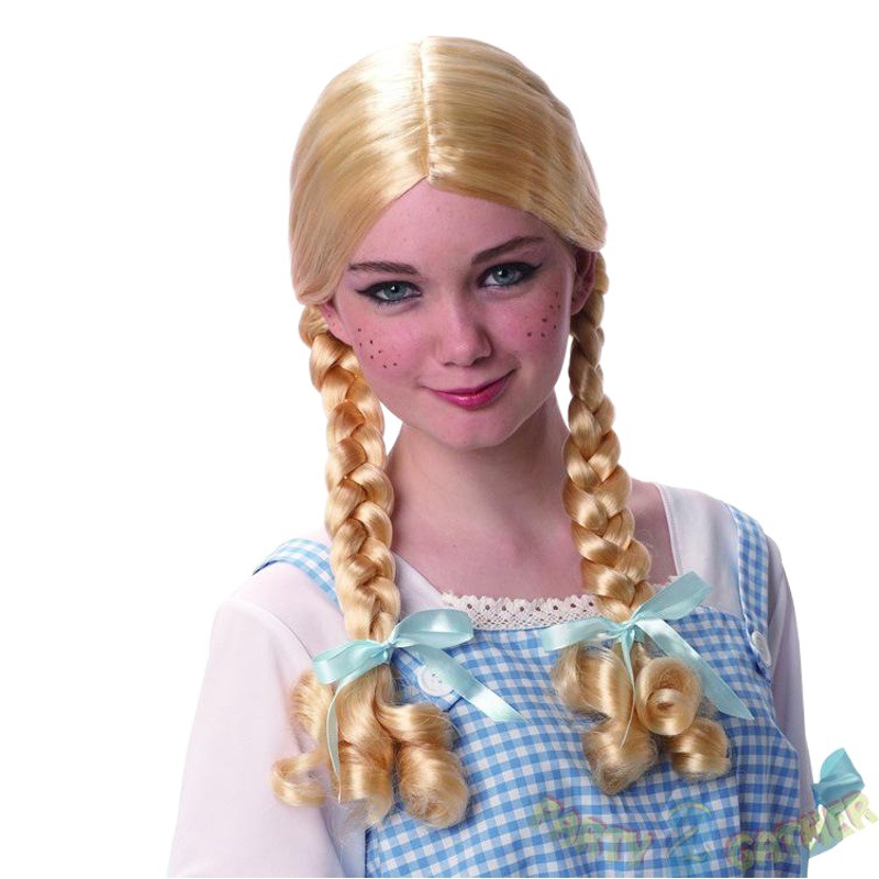 Tejido a mano cos peluca rendimiento de los niños congelados Mago de Oz Dorothy peluca