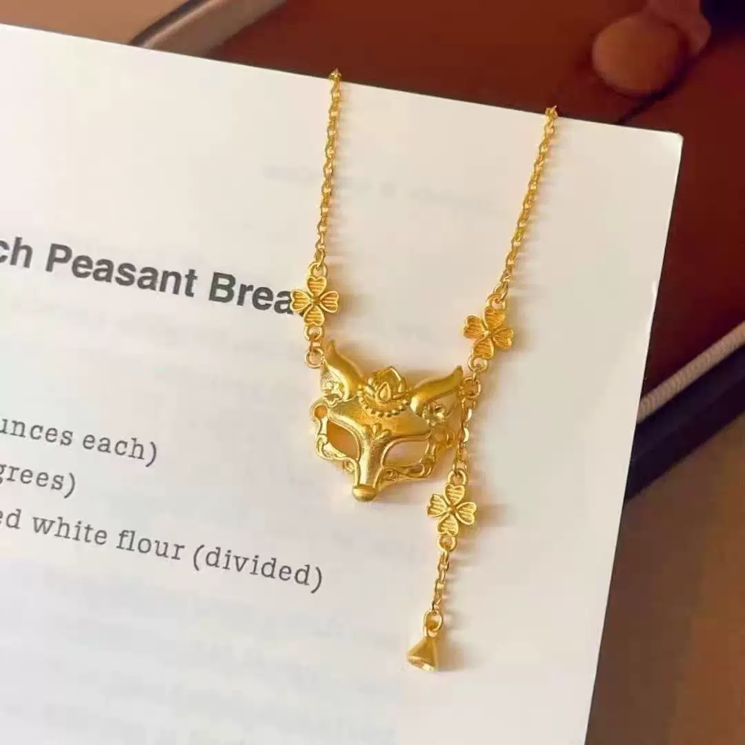 新中式流苏灵狐狸面具项链女国风高级感轻奢小众神秘感锁骨毛衣链