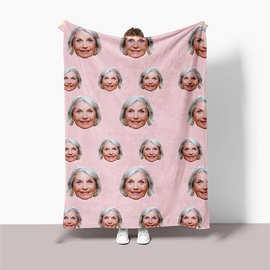 跨境粉红色背景照片脸宠物肖像带图片毯子个性化风格法兰绒毛毯