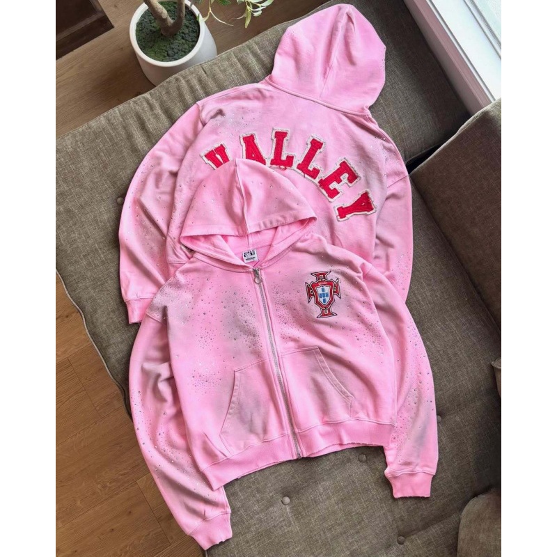 Other Hoodie Gothic 3D Print Washed Zip-up Pink