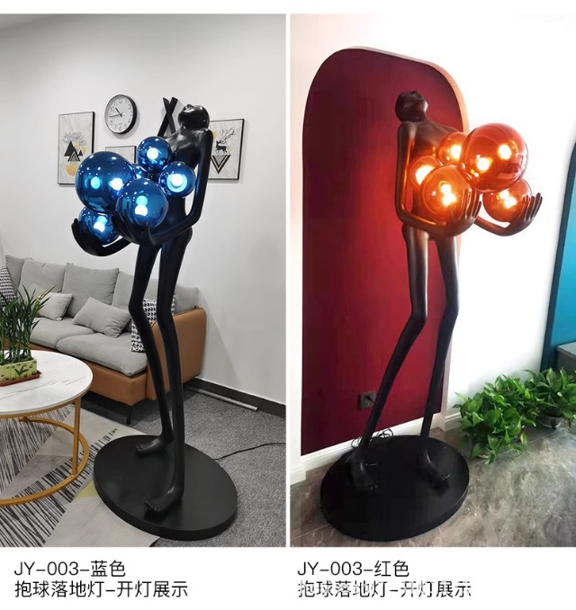 Escultura humana lámpara de piso de pelota del vestíbulo del hotel decoración abstracta del cuerpo humano lámpara de vestíbulo de piso simple moderna