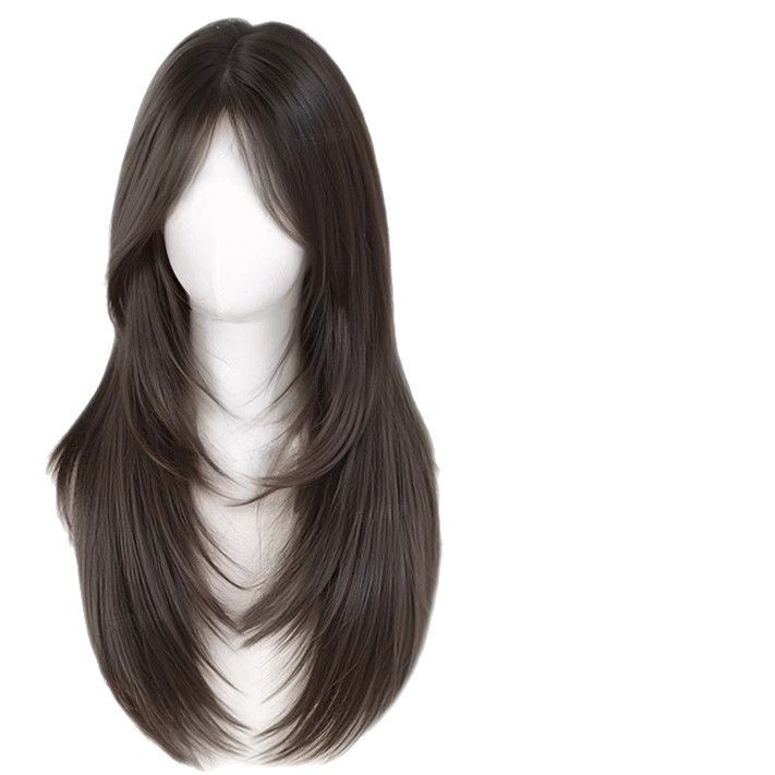 かつら女性の全頭カバー式ステルス無痕自然高レベル髪型ふわふわファッションロングストレートかつらセット|undefined