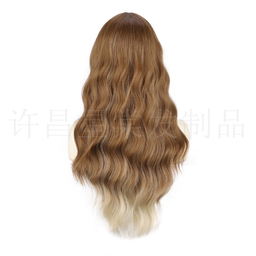 Peruca feminina longa e cacheada, com cachos suaves, frente de renda, efeito degradê ondulado, nova e importada._voghion.com
