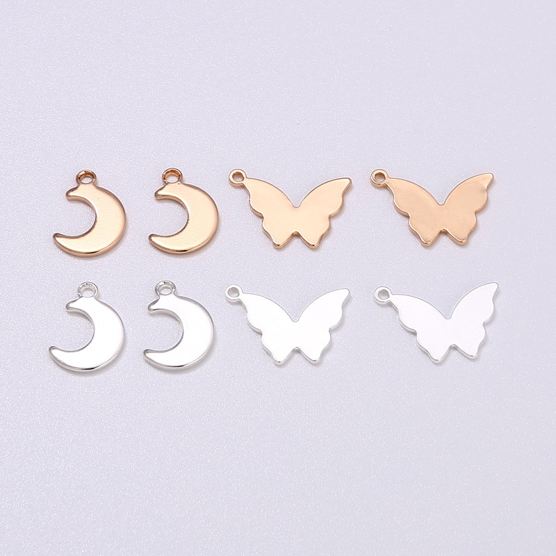Copper Electroplated Animal Butterfly Small Pendant Glossy Moon Charm DIY Jewelry Necklace Bracelet Butterfly Accessories Wholesale
