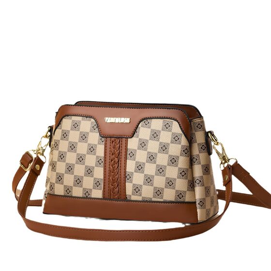 2024 new plaid retro bag atmospheric texture lightweight shoulder bag messenger bag foreign trade soft leather bags