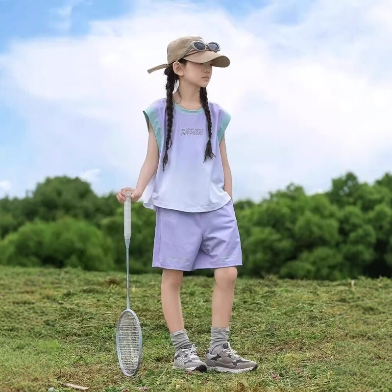 女童速干运动套装夏中大童2025新款儿童夏季无袖背心篮球服两件套|undefined