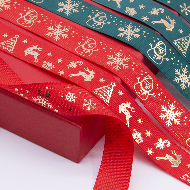 Nueva impresión de cinta de costilla de Navidad 2.5cm caja de regalo de Navidad embalaje cinta de colores cinta Tianyi Mei