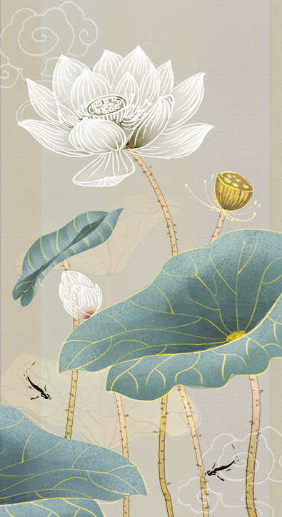 水墨荷花玄关莲花