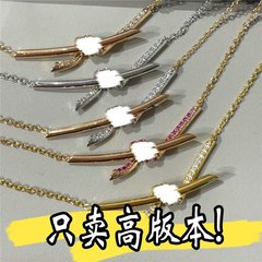 T家绳结项链打结锁骨链18K玫瑰金Knot系列带钻无钻谷爱凌同款女