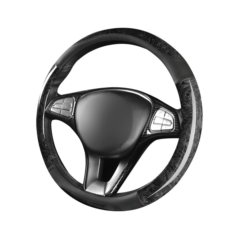 Car peach wood pattern steering wheel cover ultra-thin four-season universal summer non-slip half set of card-type decorative handle cover for men