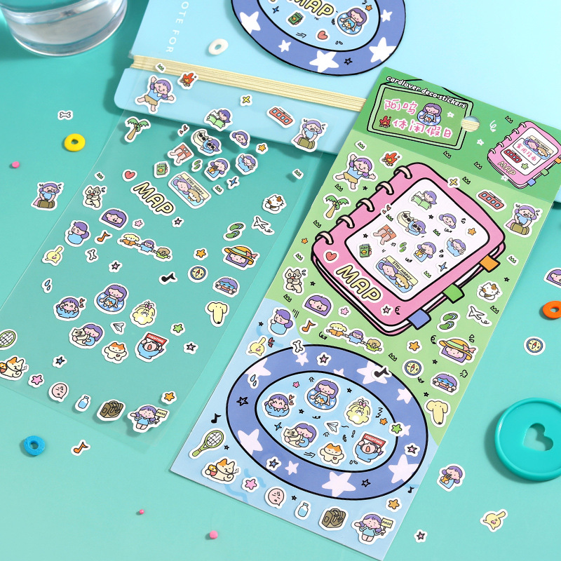 Letter Lovers Pegatinas de papel sintético Awu Serie de guías comestibles Cute Girl Graffiti Emoji Etiqueta engomada