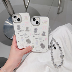 電鍍可愛音樂耳機小狗適用iphone15Promax蘋果13/14手機殼11/12女