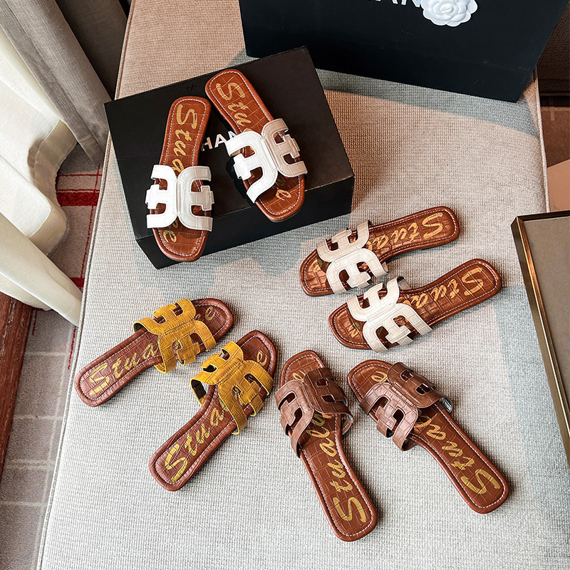 Flat Slippers Women's Summer Outfit Fashionable French Style Women's Skirt for Going Out to the Seaside Beach H-Shops Sandals