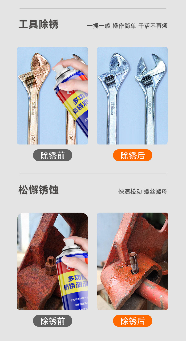Pushi bolt loosening agent rust remover car window lubricant car door lock anti-rust rust removal loose spray