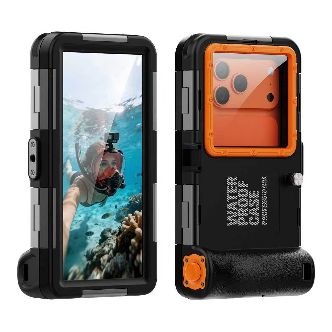 Tecnología de pimiento rojo negro 15 m buceo shell protección impermeable samsung aplicable 14 apple 13 caja del teléfono móvil huawei xiaomi