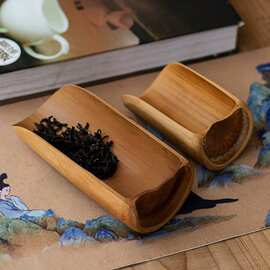 老竹茶则茶铲茶拔茶扒纯手工竹制赏茶荷套组茶道功夫茶具配件茶勺