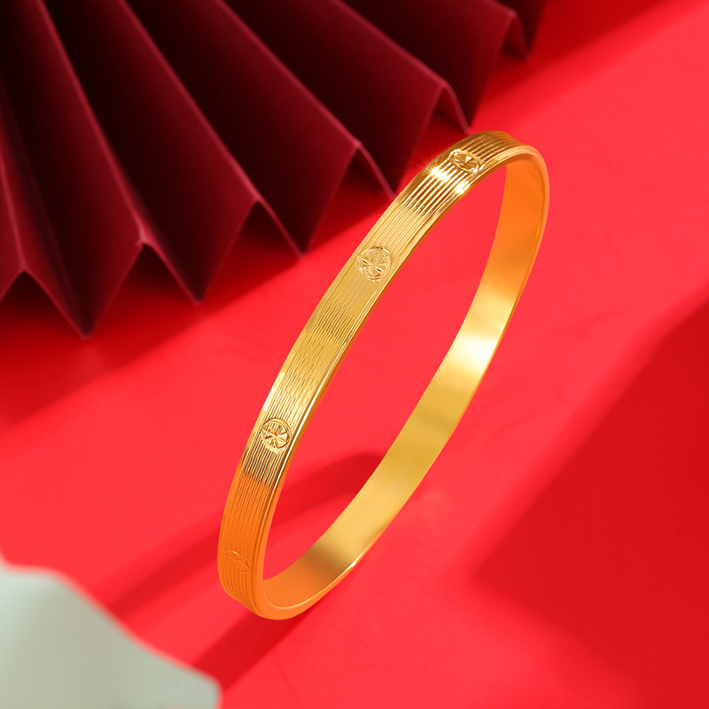 Patrón de diamante pulsera de moda simple de las mujeres pulsera de boca cerrada elegante Vietnam arena oro joyería sólida exquisito todo partido al por mayor