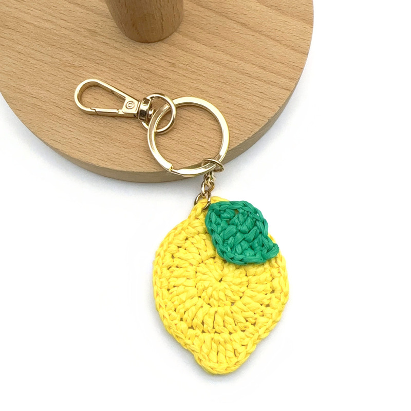 Hand-Woven Raffia Lemon Keychain Cute and Fresh Pendant DIY Creative Luggage Car Home Accessories