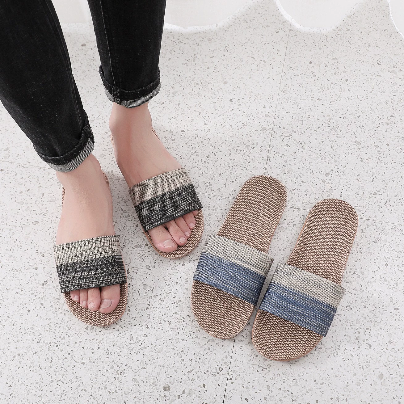 2020 домашние парные домашние тапочки летние напольные Тапочки хлопковые льняные тапочки прямые продажи с фабрики