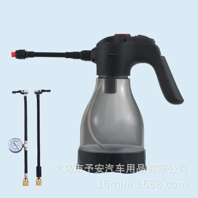 Car Wireless Electric Foam Watering Can Multi-Function Air Pump High-Pressure Car Wash Gardening Watering Can Spray Watering Tool (Car cleaning tools) - electric-transparent-gray-inflatable-pump-model-19-cylinders-4000mah