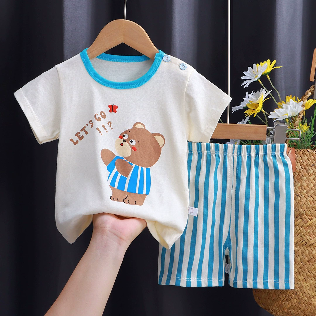 Комплект из тонкого хлопка для детей, рукава, футболка с коротким рукавом