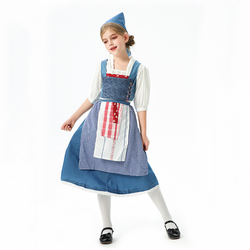 Halloween Children's Clothing European Pastoral Style Girls' Clothing Medieval French Manor Civilian Skirt Retro Maid Costume