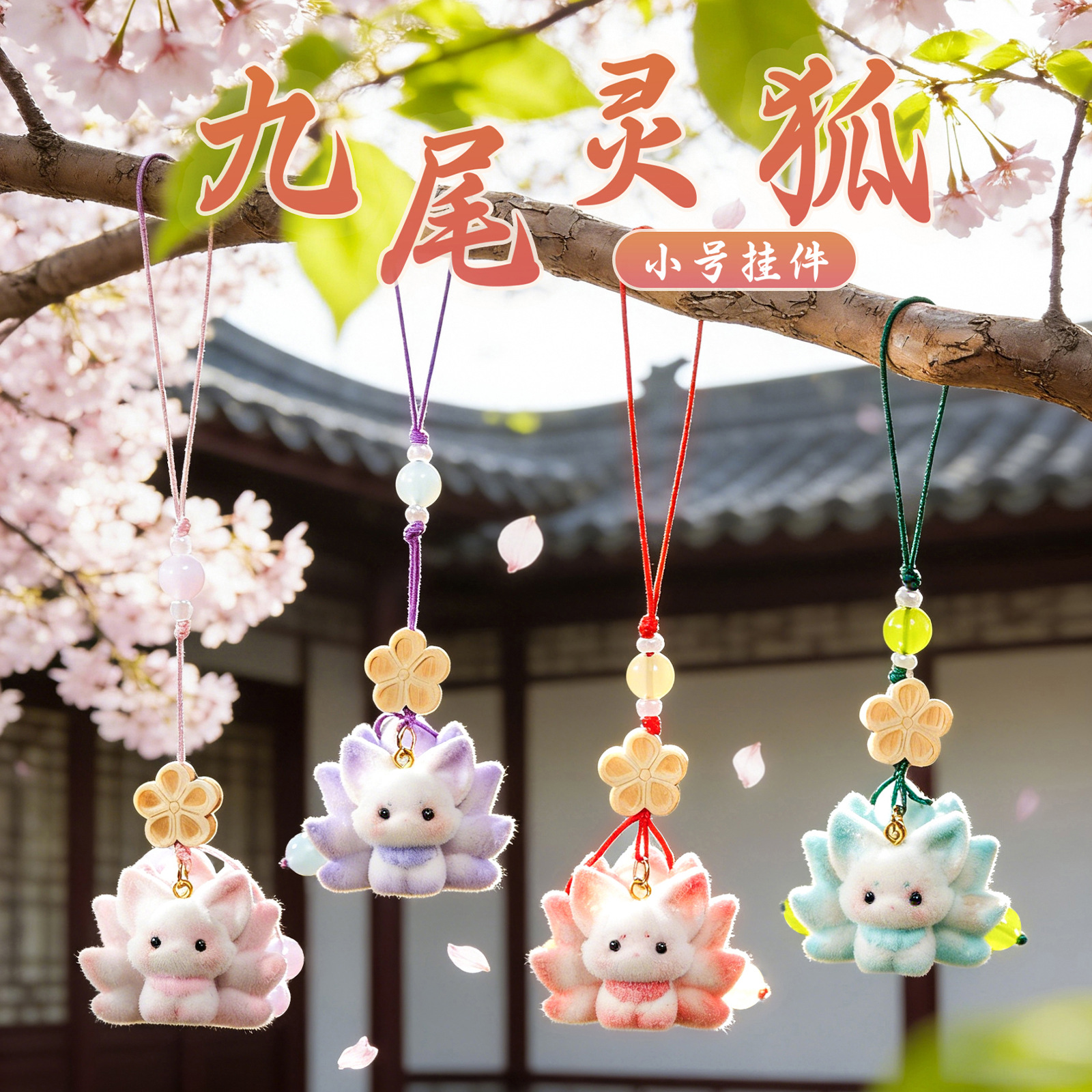Chinese Style Cartoon Home Decoration Nine-Tailed Fox Small Pendant Creative Hanging Ornament Birthday Gift for Friends and Girlfriends