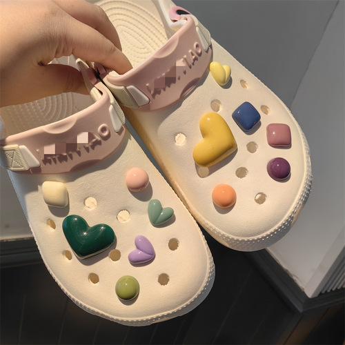 New transparent water ripple contrasting color sparkling geometric bear cave shoes shoe flower shoe buckle accessories DIY retro contrasting color