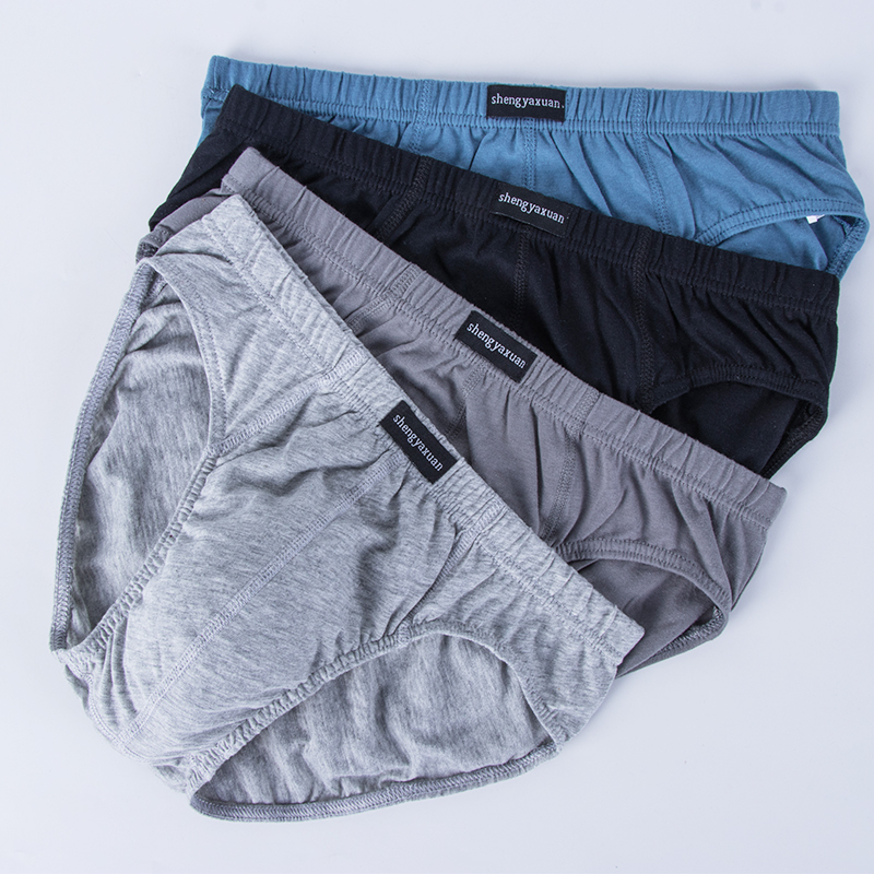 Men's Pure Cotton Briefs, Cotton Mid-Waist Men's Underwear, Red Triangle, Enlarged Cotton Wedding Underwear, Enlarged