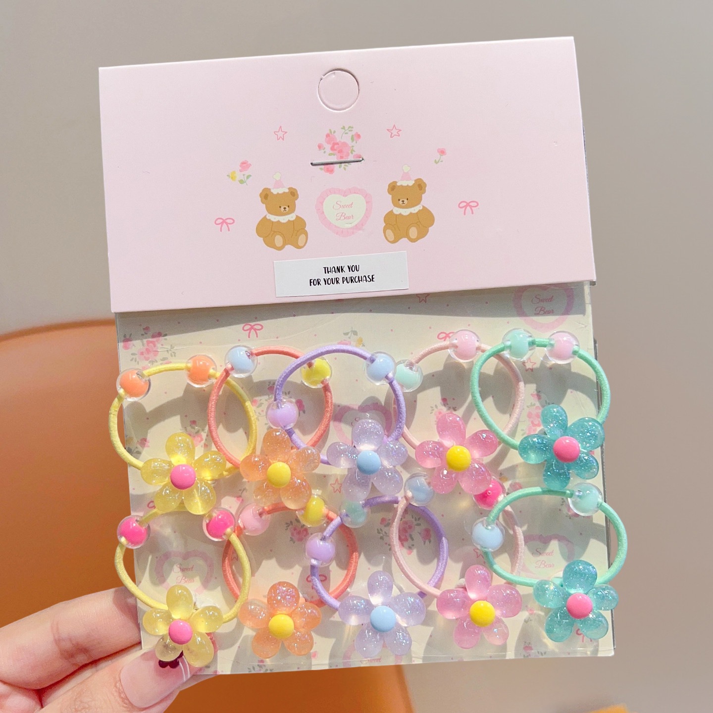 Anillo de pelo de pulgar de dibujos animados para niños, cabello para bebés, cabello para bebés, banda de pelo de alta elasticidad coreana