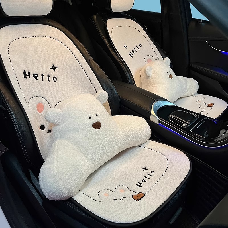 亜麻自動車クッション夏涼しいクッションアニメかわいい高級感後ろの一枚四季通用シートクッションさん|undefined