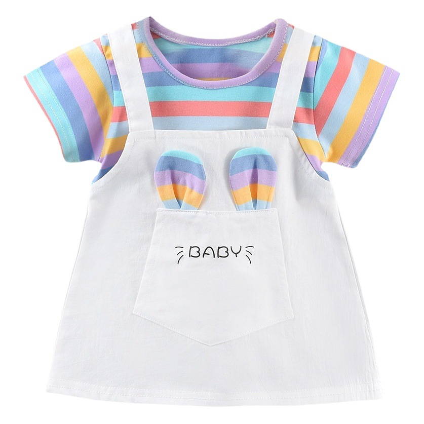 Vestidos para niñas de estilo veraniego, nuevos, elegantes, de algodón puro, finos, de manga corta, para comercio exterior.