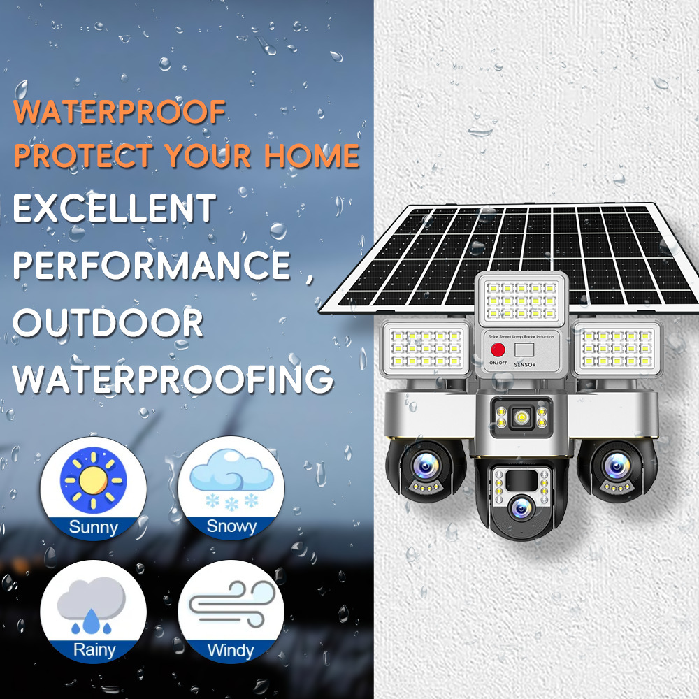 V380pro Solar Street Light Monitoring con tres cámaras de monitoreo