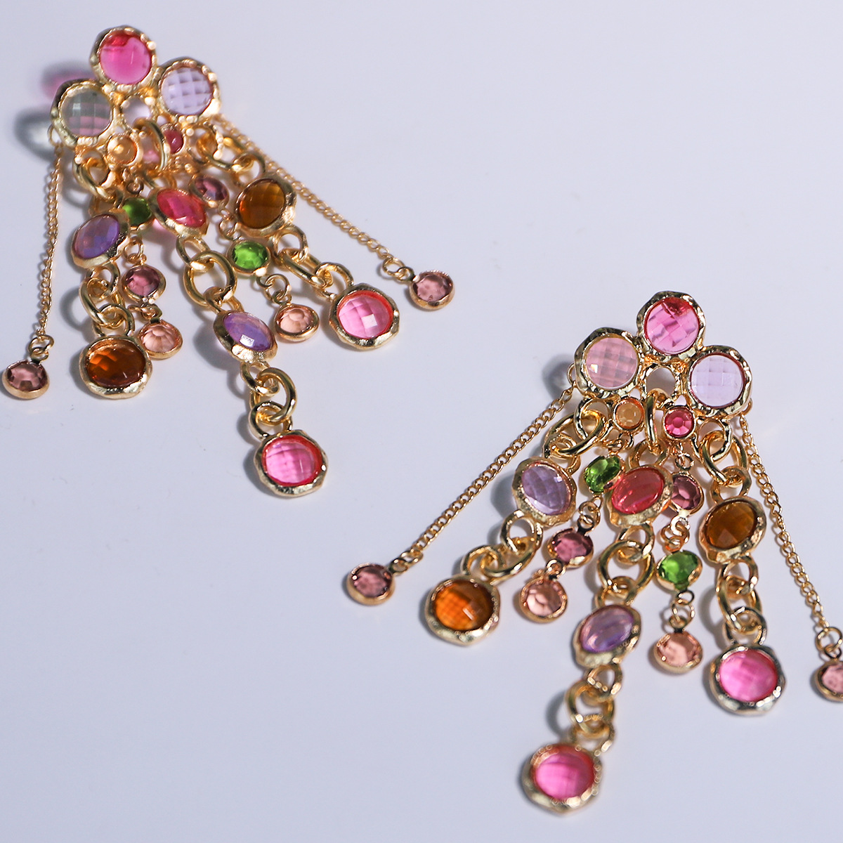 fashionable geometric retro earrings with tassels