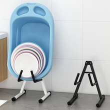 批发浴室盆子脸盆收纳架折叠多功能脸盆架落地式家用卫生间放盆置