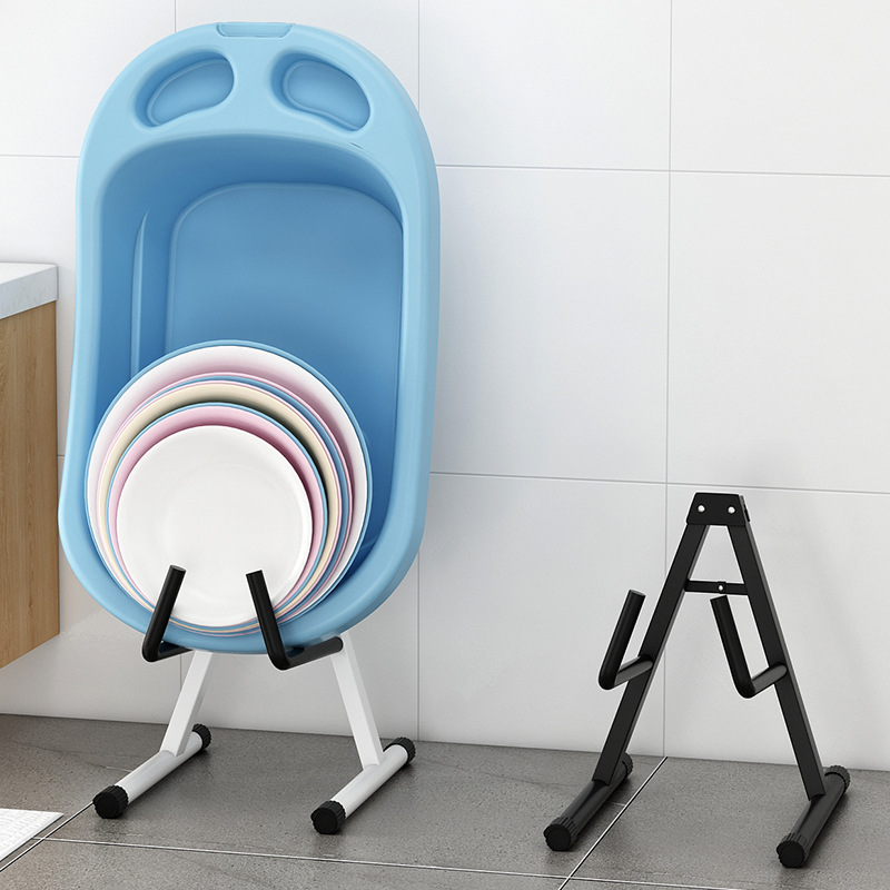 批发浴室盆子脸盆收纳架折叠多功能脸盆架落地式家用卫生间放盆置