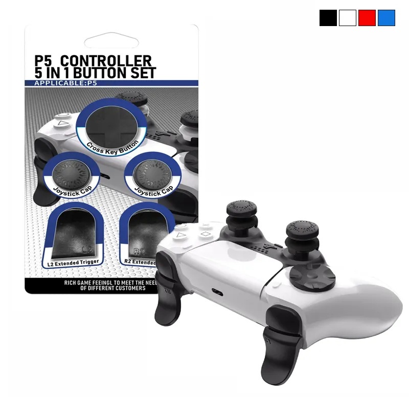 PS5 mango botón 5-en-1 traje P5 GamePad Botón de extensión P5 altura aumento de la tapa