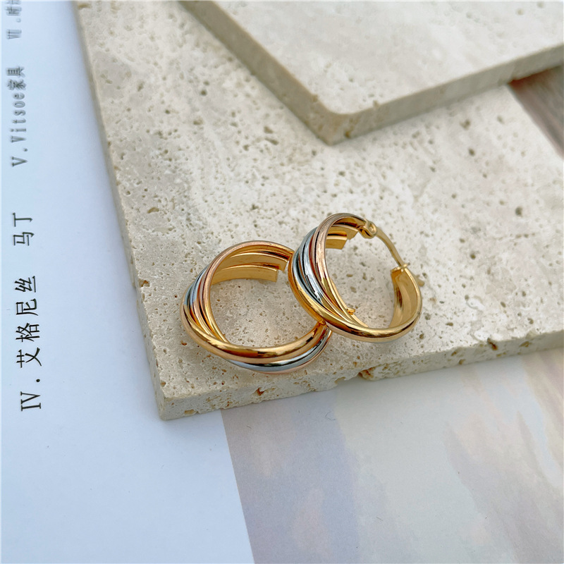 9g Weight Earrings Classification Street Occasion Stainless Steel Material Geometric, Circle Pattern Women'S Gender Round, Ellipse Design Simple Style Style Gold, Silver Color Simple Style Geometric Circle Stainless Steel Round Ellipse Earrings 8