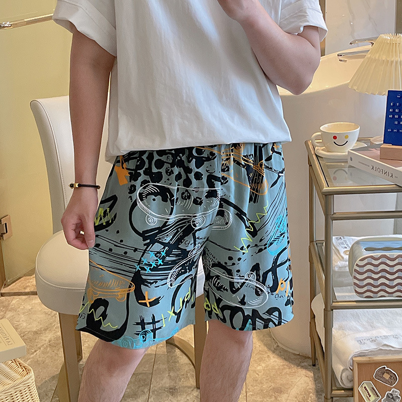 YY 남자 반바지-라이트 그린 낙서