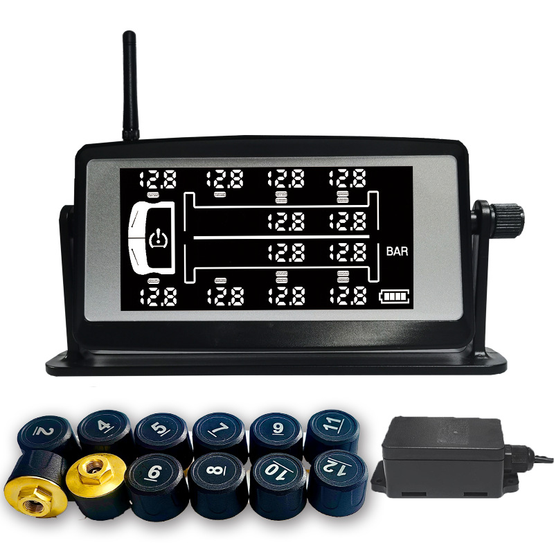 Truck 12-wheel dedicated solar external tire pressure monitoring system trailer truck tire pressure gauge detector high precision