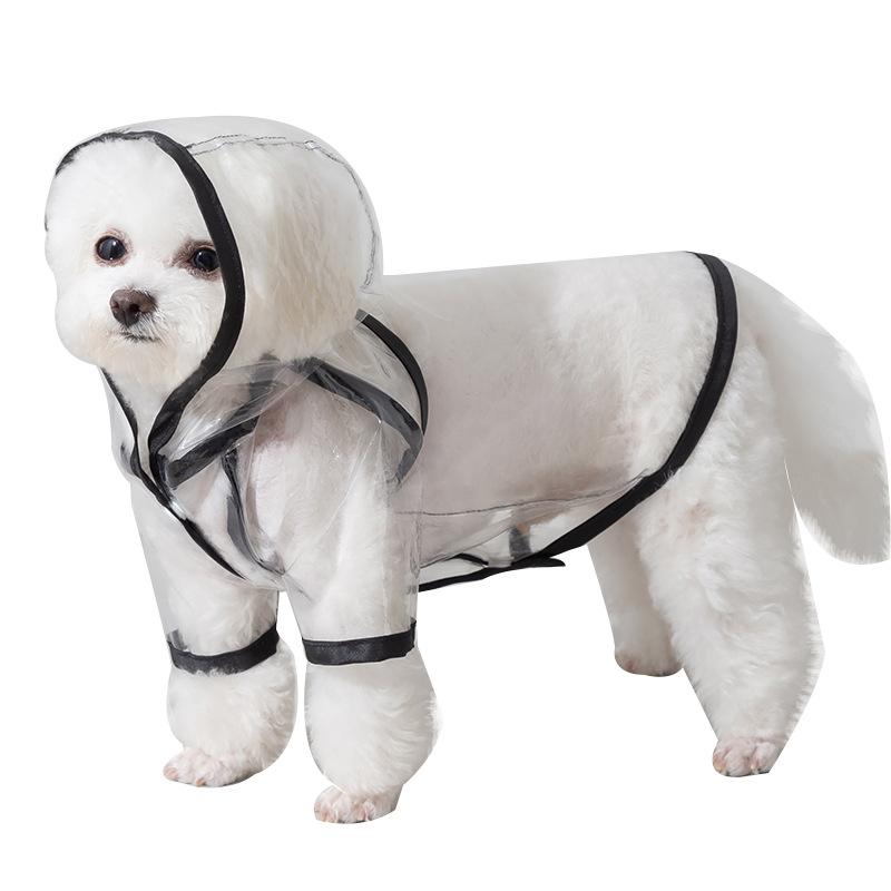 Perro borde negro transparente impermeable de dos patas impermeable mediano y pequeño perro golden retriever poncho de perro grande Teddy Outing capa de lluvia