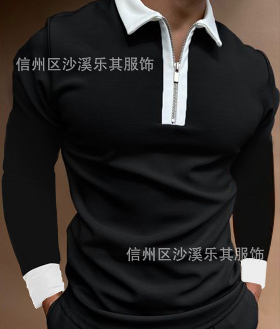 Tendencias de la moda europea y americana primavera y otoño hombres urbanos 3D cremallera de manga larga POLO soporte para pedir logo