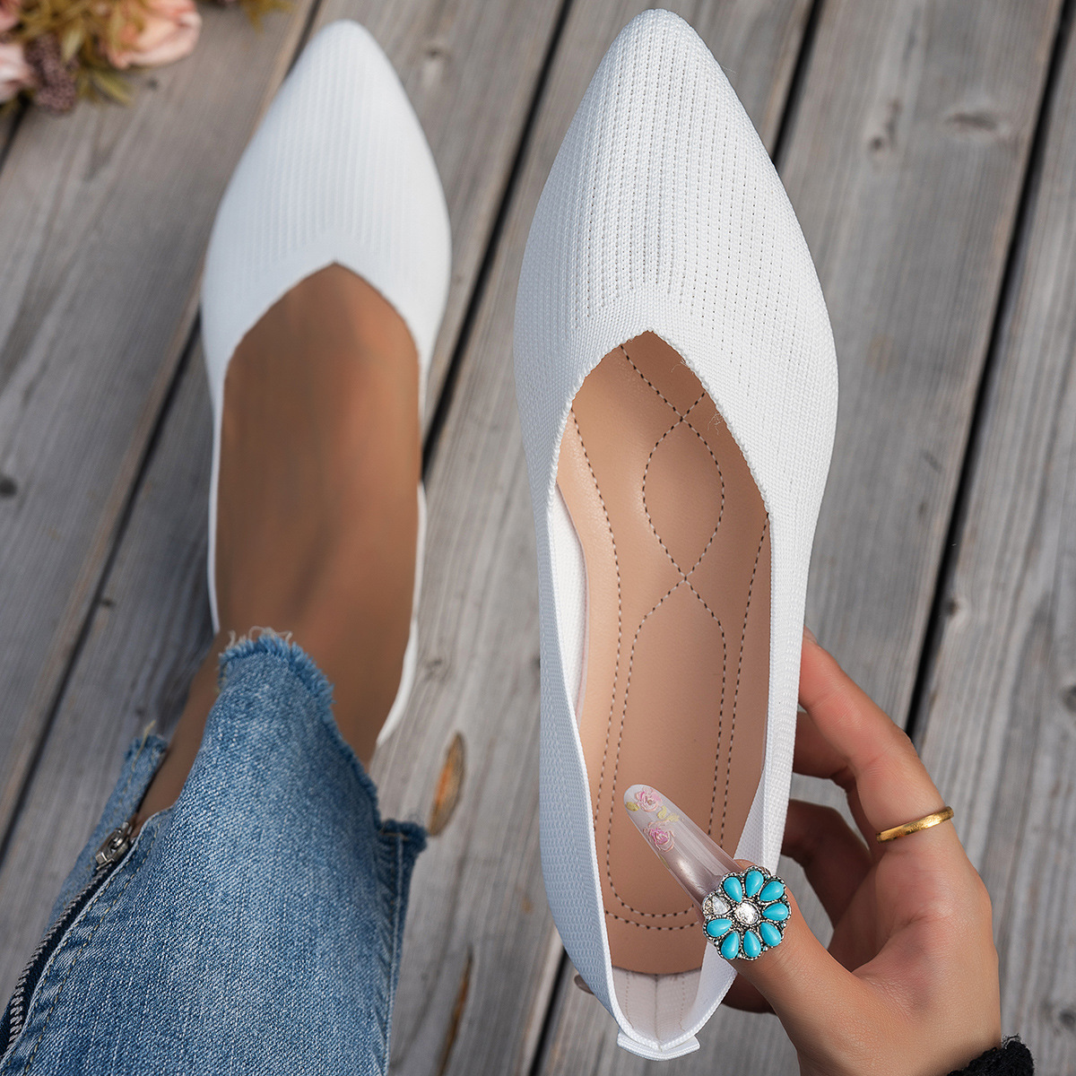 Women's Pointed Toe Flat Loafers Elegant Casual Ballet Flats_voghion.com
