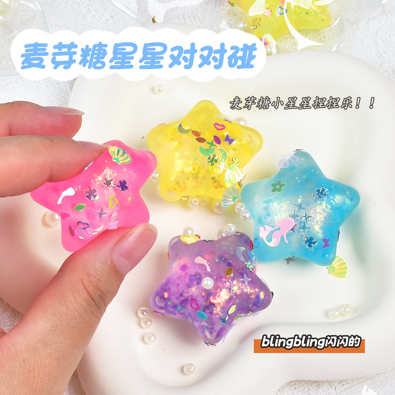 Xiaohong con estrellas descompresivas pellizcadas de color de caramelo para niños estrella de pentaco descompresivas malta rebote lento juguetes de ventilación