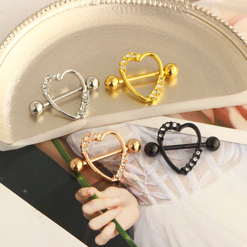 Rose Gold Stainless Steel Milk Nail Love Plating Breast Ring Sun Flower Nipple Ring Piercing Jewelry detail image 9