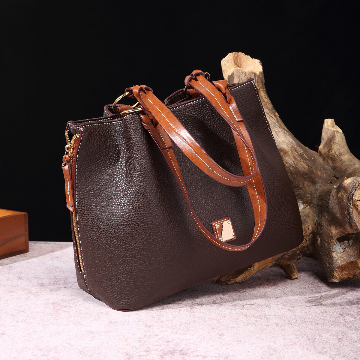 Retro Pebble Lychee Particle Texture Single Shoulder Mother-in-law Women's Bag Large Capacity_voghion.com